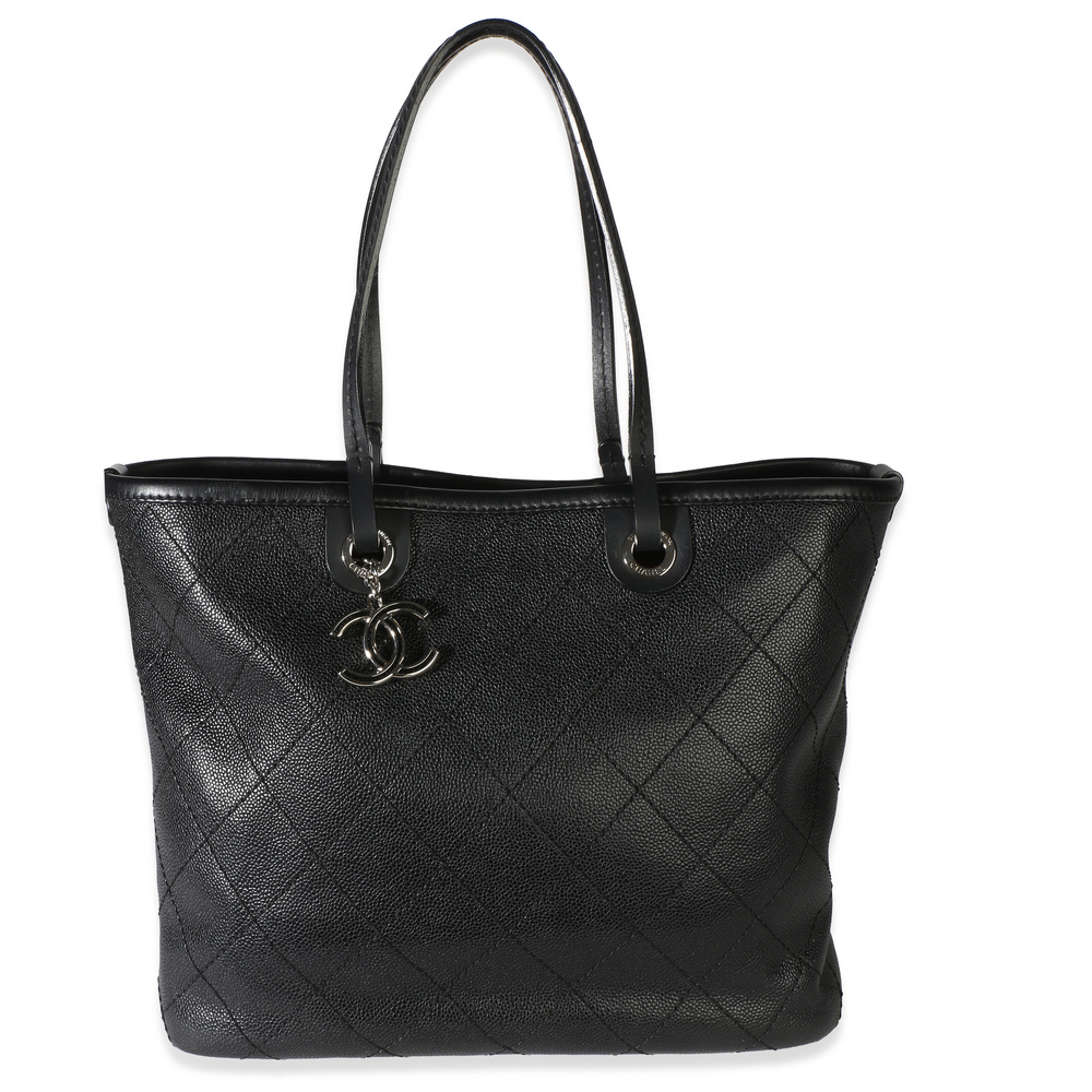 Chanel Black Quilted Caviar Shopping Fever Tote